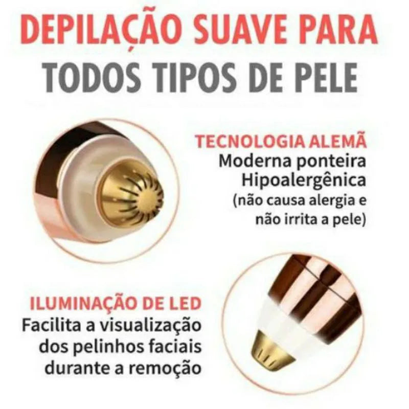 Caneta Depiladora de Sobrancelha inteligente - USB Recarregável